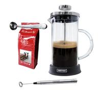 Nerthus SET FIH 1128 Cafetera francesa de cristal 600ml. + Pinza y cuchara + Batidora de leche