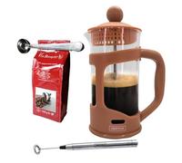 Nerthus SET FIH 1130 Cafetera francesa de émbolo 350ml. teja + Pinza y cuchara + Batidora de leche