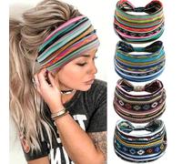 NERTNJIFOR Diademas bohemias para mujer, elásticas, anchas, anudadas, turbante, elásticas, antideslizantes, para yoga, correr, para el sudor, envoltura suave para el cabello, accesorios para el