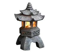 NERTOEE Accesorio de JardíN Adorno de Resina con EnergíA Solar Pagoda Linterna Palacio Linternas Torre Estatua LáMpara Solar DecoracióN de JardíN C