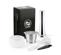 Nes presso- Cápsulas recargables de acero inoxidable, cápsulas de per nes presso, cepillo + cuchara (cápsul tamper+Powder Filling Aid)