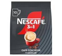 Nescafé 3 en 1, café soluble natural con leche y azúcar, Bolsa con 10 sobres