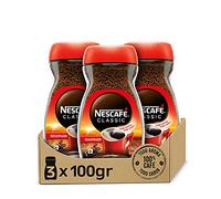 NESCAFÉ CLASSIC DESCAFEINADO todo aroma y sabor, café soluble descafeinado, frasco de vidrio, Pack de 3 x 100 g