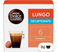 Nescafé Dolce Gusto Lungo Decaffeinato - Café descafeinado - 96 cápsulas (paquete de 6 cajas x 16)