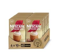 NESCAFÉ GOLD CAPPUCCINO DESCAFEINADO, cremoso café soluble descafeinado con leche desnatada, Pack de 6 estuches con 10 sobres, TOTAL 60 sobres