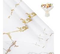 NESCCI 20 hojas de papel de regalo de flores, papel de regalo de ramo floral impermeable, suministros de floristería, papel de embalaje para boda, regalo de cumpleaños, bricolaje (mármol blanco)