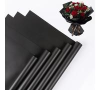 NESCCI 20 hojas de papel de regalo de flores, papel de regalo impermeable para ramo de flores, suministros de floristería, papel de embalaje para bodas, cumpleaños, regalos de bricolaje (negro niebla)