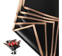 NESCCI 20 hojas de papel de regalo de flores, papel de regalo impermeable para ramo floral, suministros de floristería, papel de embalaje para boda, cumpleaños, regalo de bricolaje (negro)