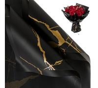 NESCCI 20 hojas de papel de regalo de flores, papel de regalo impermeable para ramo floral, suministros de floristería, papel de embalaje para boda, regalo de cumpleaños, bricolaje (mármol negro)