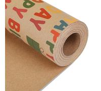 NESCCI Papel de regalo de cumpleaños, rollo de papel de regalo, papel de regalo kraft, 17 pulgadas x 32.8 pies por rollo, colorido patrón de feliz cumpleaños para niños y niñas, perfecto para fiestas