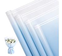 NESCCI Papel de regalo de flores de 20 hojas, papel de regalo de ramo floral impermeable, suministros de floristería, papel de embalaje para boda, regalo de cumpleaños, bricolaje (azul claro