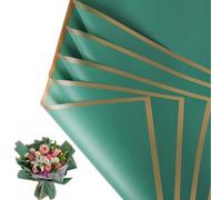 NESCCI Papel de regalo de flores de 20 hojas, papel de regalo impermeable para ramo floral, suministros de floristería, papel de embalaje para boda, regalo de cumpleaños, bricolaje (verde oscuro)