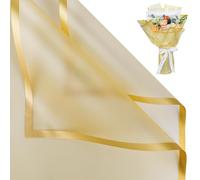 NESCCI Papel de regalo de flores de 20 hojas, papel de regalo impermeable para ramo floral, suministros de floristería, papel de embalaje para boda, regalo de cumpleaños, bricolaje (oro translúcido)