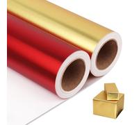 NESCCI Papel de regalo de metal mate, papel de color sólido, 2 rollos, 17.5 pulgadas x 32.8 pies por rollo, papel de regalo perfecto para Navidad, boda, día de San Valentín, cumpleaños, baby shower
