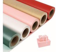 NESCCI Papel de regalo mate, papel brillante perlado de color sólido, 5 rollos, 17 pulgadas x 32.8 pies por rollo. Papel de regalo perfecto para Navidad, boda, día de San Valentín, cumpleaños, baby