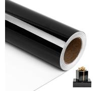 NESCCI Papel de regalo metálico negro, papel de color sólido, papel de regalo, perfecto para bodas, día de San Valentín, cumpleaños, Navidad, baby shower, ramo de bricolaje (17.5 pulgadas x 32.8 pies)
