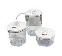 NESCO Juego de recipientes al vacío de 3 piezas, recipientes de almacenamiento de alimentos sin BPA con tapas, para marinar, preparar comidas, organización de despensa, compatibles con selladores al