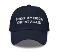 nesell Gorra Bordada Make America Great Again con Bandera - Dad Hat Unisex Algodón - Azul Marino