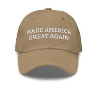 nesell Gorra Bordada Make America Great Again con Bandera - Dad Hat Unisex Algodón - Caqui