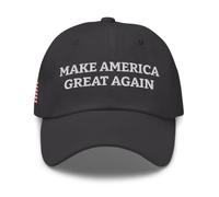 nesell Gorra Bordada Make America Great Again con Bandera - Dad Hat Unisex Algodón - Gris Oscuro