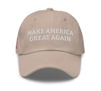 nesell Gorra Bordada Make America Great Again con Bandera - Dad Hat Unisex Algodón - Piedra