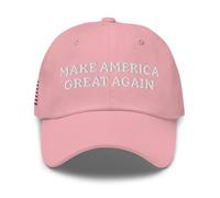 nesell Gorra Bordada Make America Great Again con Bandera - Dad Hat Unisex Algodón - Rosa