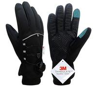 Nesirooh Guantes Invierno Hombre Mujer, 3M Thinsulate Impermeable Antideslizante Pantalla Táctil Guantes de Ciclismo para Bicicleta Correr Senderismo Conducción Esquí (Negro, S)