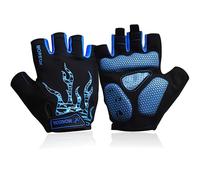 Nesirooh Guantes MTB Hombre y Mujer, Guantes Ciclismo Verano Gel Medio Dedo para Bicicleta Montaña Bici Gimnasio(Azul, XL)