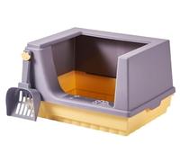 NESPIQ Caixa De Areia para Gatos Caja De Arena para Gatos, Bandeja para Inodoro, Antisalpicaduras, Lados Altos, Semicerrada, para Mascotas Pequeñas, Ahorro De Espacio Arenero Gatos(Purple)