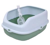 NESPIQ Caixa De Areia para Gatos Caja De Arena para Gatos Semicerrada De Doble Capa con Pala para Arena para Gatos, Diseño De Cajón De Fácil Limpieza Arenero Gatos(Grün)