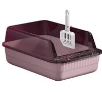 NESPIQ Caixa De Areia para Gatos Lados Altos Material PP Semicerrado Desmontable A Prueba De Fugas 18L Gran Capacidad para Mascotas Pequeñas Arenero Gatos(Purple)