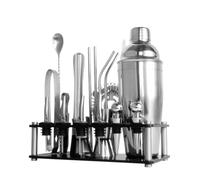 NESPIQ Coctelera para Cócteles Juego De Barman, Coctelera De 750ML, Kit De Barman De 20 Piezas con Soporte Acrílico, Juego De Coctelería Juego De Coctelera para Fiesta