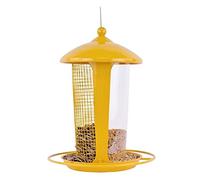 NESPIQ Estación De Alimentación para Pájaros Alimentador Colgante De Comida De Semilla De Pájaro para Mascotas Al Aire Libre con Techo Y Bandeja para Decoraciones De Jardín Balcón Y Jardín(Yellow)