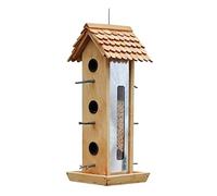 NESPIQ Estación De Alimentación para Pájaros Comedero para Pájaros De Madera Comedero para Pájaros Colgante con Techo para Jardín Alimentación Al Aire Libre Balcón Y Jardín