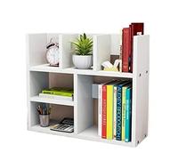 NESPIQ Estantería organizadora de almacenamiento de escritorio, estantería simple para libros, artículos diversos, estante de almacenamiento para escritorio, dormitorio, estantería (blanco, 60 x 20 x