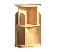 NESPIQ Estantería organizadora de almacenamiento de madera maciza giratoria para sala de estar, sala de estudio, almacenamiento de 360 grados, marco de esquina redondo (2 niveles)