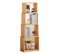 NESPIQ Estantería para Libros Librería Estante para Libros Apilable Giratorio, Estantes De Bambú, Estante para Libros Derecho para El Suelo De Oficina En Casa, Estante De Libros Derecho