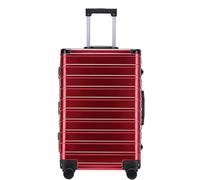 NESPIQ Maleta de viaje de negocios clásica con marco de aluminio brillante con cerradura TSA, sin cremallera, con ruedas giratorias silenciosas, maleta ligera, f, 24"/61 cm