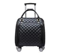 NESPIQ Maletas De Cabina El Cuero Softside Underseat Continúa El Equipaje del Viaje De Las Maletas con Las Ruedas del Hilandero Maleta con Cerradura (Color : Black, Size : 18inch)