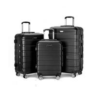 NESPIQ Maletas De Cabina Equipaje ABS Juego De 3 Piezas con Bloqueo Spinner 20in 24in 28in, Equipaje Liviano para Viajes Maleta con Cerradura (Color : Black, Size : 20+24+28inch)
