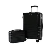 NESPIQ Maletas De Cabina Equipaje Maleta Juego De Piezas Llevar En ABS + PC Spinner Trolley, Equipaje De Viaje Duradero Maleta con Cerradura (Color : Black, Size : 26+14in)