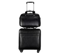 NESPIQ Maletas De Cabina Juego De Maletas De 2 Piezas, Maleta con Ruedas De Cuero PU con Ruedas Universales Silenciosas, Maleta De Embarque Maleta con Cerradura (Color : Black, Size : 2piece)