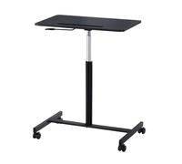 NESPIQ Mesa auxiliar de cama para laptop y escritura, mesita de noche, altura ajustable, mesa de pie con ruedas, escritorio de computadora (negro)