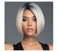 NESPIQ Pelucas Muje Peluca De Bob Corto Para Mujer, Peluca Mixta Plateada, Peluca De Pelo Sintético De Aspecto Natural Para Cosplay De Fiesta Diaria Peluca Pelo Natural