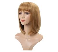 NESPIQ Pelucas Muje Peluca Rubia Con Flequillo Bob Pelucas Para Mujer, Pelucas Cortas De Aspecto Natural Con Flequillo Peluca Pelo Natural
