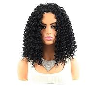 NESPIQ Pelucas Muje Pelucas Para Mujeres Negras Afro Kinky Curly Black Turban Pelucas Fibra Sintética Resistente Al Calor Peluca Pelo Natural