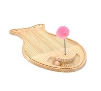 NESPIQ Rascador para gatos, tabla de rascar de madera, con forma de pez, rascador para gatos con bola de juguete, rascador para gatos de interior
