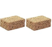 Nespoli Esponja Vegetal para Trabajos Pesados, 14 cm, Resistente al Cloro, Lejía Diluída, Poro Grueso (Paquete de 2)