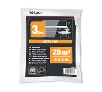 Nespoli Juego de 3 lonas cubretodo de 4 x 5 m para la protección de muebles y muebles de interior, telas para blanquear grandes y resistentes de 20 m² - Lona cubre todo de plástico ultrafina, flexible