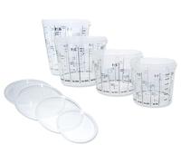 Nespoli Juego de 4 Medidores Graduados, 300-550-1100-1900 ml Transparentes con Tapa, con Diferentes Escalas de Mezcla Graduadas
